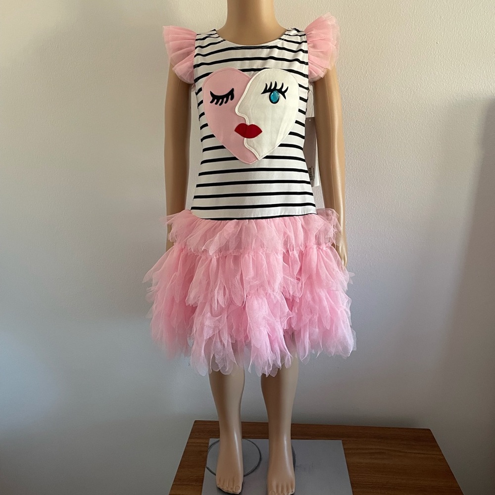 BISCOTTI Little Girls' Face Time Dress with Frilled Bottom Size 6X NWT.